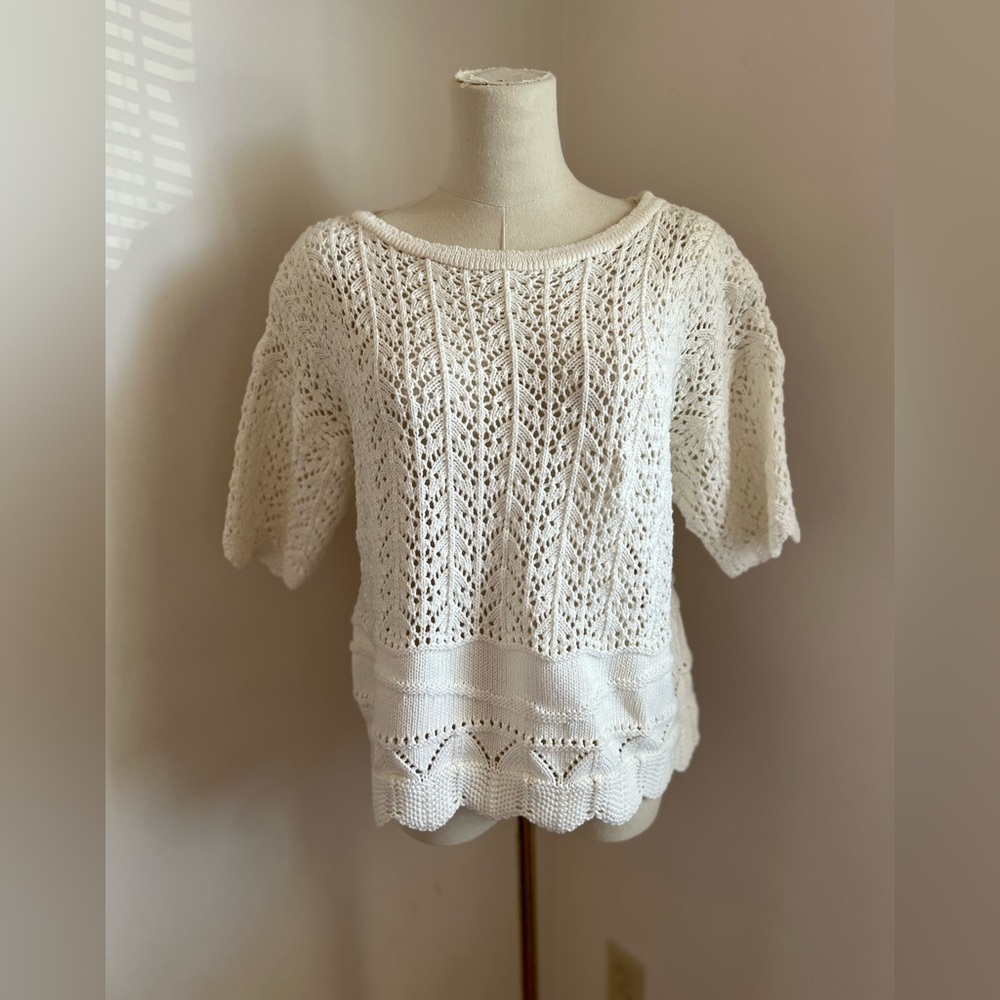 Vintage crochet cotton blend knit top